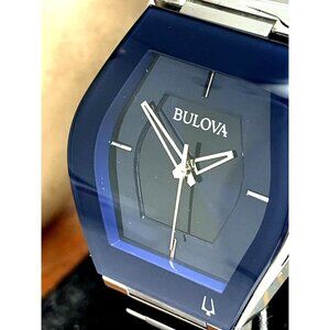 Bulova Women's Watch 96L293 Futuro Quartz Blue Dial Silver Stainless Ste…